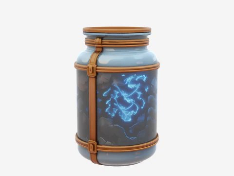 Vibrant 3D Scarecrow Button Jar with Four White Background Perspective Views Model 3D Model