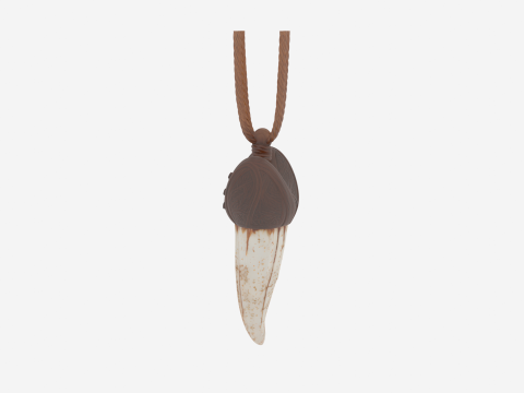 Detailed Ancient 3D Werewolf Fang Pendant with Bone Resin 3D Model