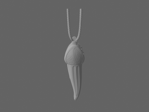 Detailed Ancient 3D Werewolf Fang Pendant with Bone Resin 3D Model