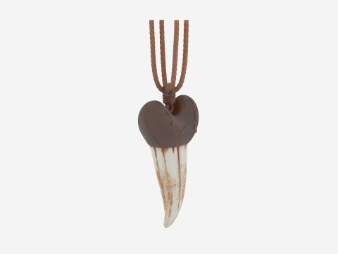 Detailed Ancient 3D Werewolf Fang Pendant with Bone Resin 3D Model