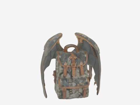 Premium 3D Gargoyle Wing Backpack Model with Stone Texture Foldable Wings 3D Model