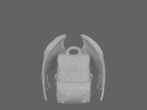 Premium 3D Gargoyle Wing Backpack Model with Stone Texture Foldable Wings 3D Model