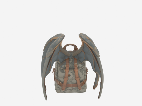 Premium 3D Gargoyle Wing Backpack Model with Stone Texture Foldable Wings 3Dモデル