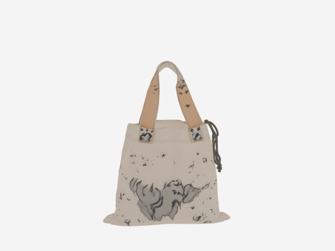 Spooky Halloween Ghost Treat Bag with Fabric Handles and Drawstring 3D 模型