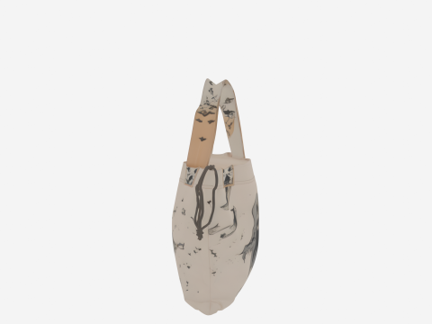 Spooky Halloween Ghost Treat Bag with Fabric Handles and Drawstring 3D 模型