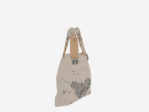 Spooky Halloween Ghost Treat Bag with Fabric Handles and Drawstring 3D 模型
