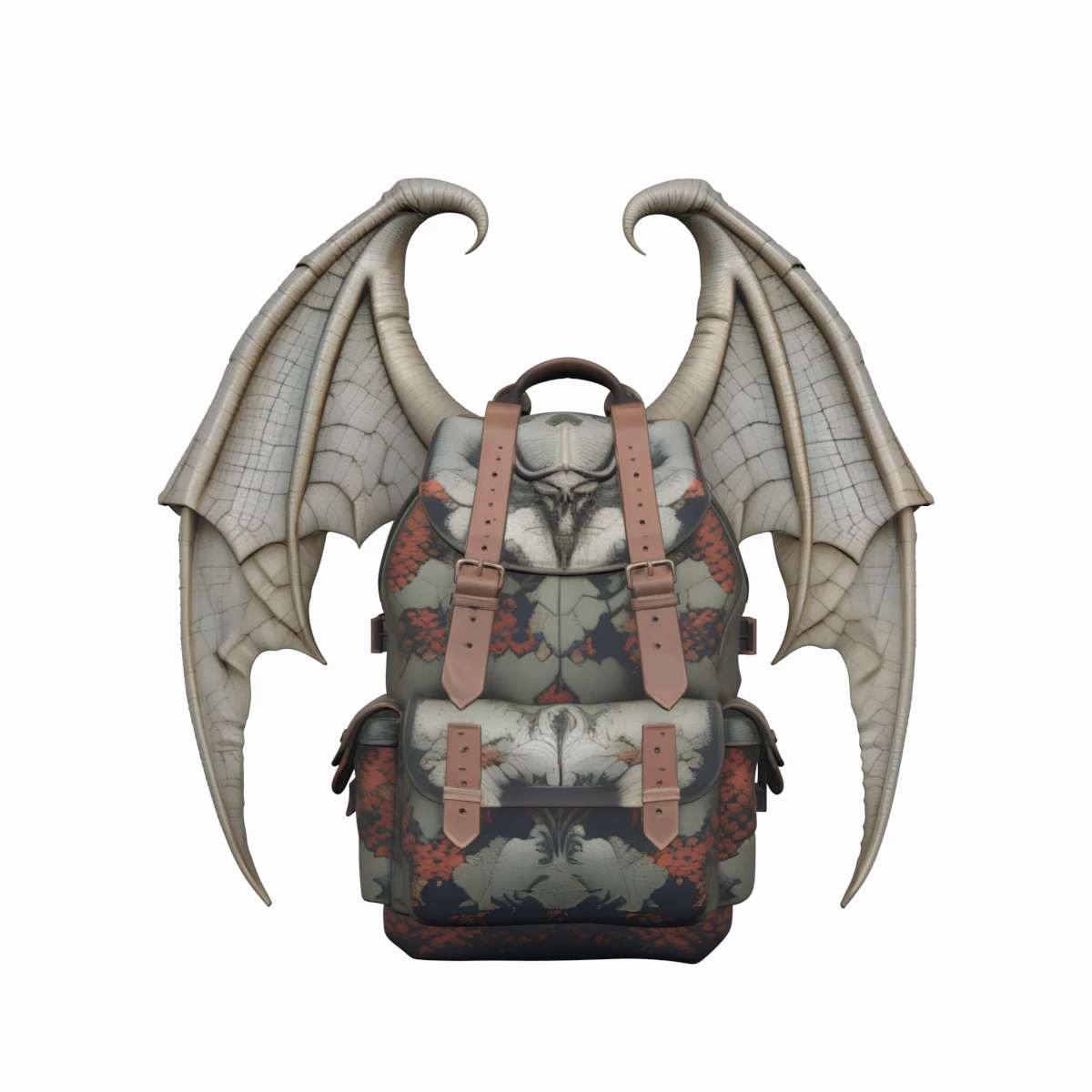 Realistic Stone Gargoyle Wing Backpack with Foldable Wings and Buckles 3D Model .c4d .max .obj .3ds .fbx .stl .blend
