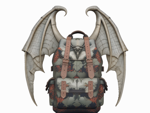 Realistic Stone Gargoyle Wing Backpack with Foldable Wings and Buckles Modèle 3D