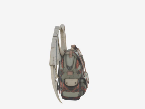 Realistic Stone Gargoyle Wing Backpack with Foldable Wings and Buckles 3D Model