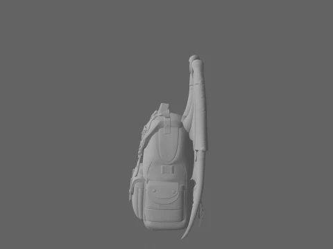 Realistic Stone Gargoyle Wing Backpack with Foldable Wings and Buckles 3D Model