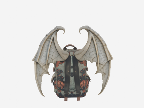Realistic Stone Gargoyle Wing Backpack with Foldable Wings and Buckles Modèle 3D
