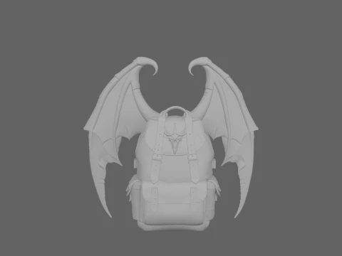 Realistic Stone Gargoyle Wing Backpack with Foldable Wings and Buckles 3D Model