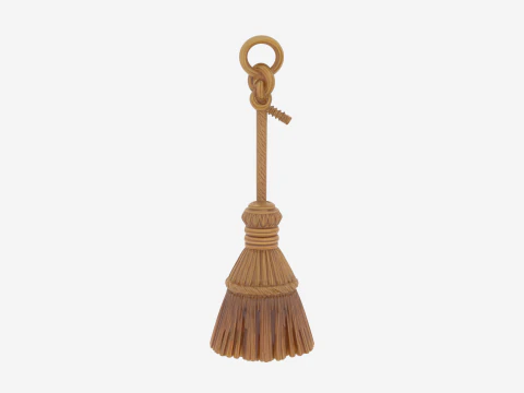 3D Intricate Witchs Broom Charm Metal Detailed Engraved Keychain Collectors Item 3D Model