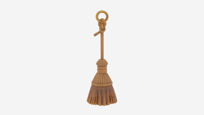 3D Karmaşık Cadı Süpürge Charm Metal Detaylı Kazınmış Anahtarlık Koleksiyoncular Öğesi 3D Model .c4d .max .obj .3ds .fbx .stl .blend 