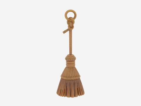 3D Intricate Witchs Broom Charm Metal Detailed Engraved Keychain Collectors Item Modèle 3D