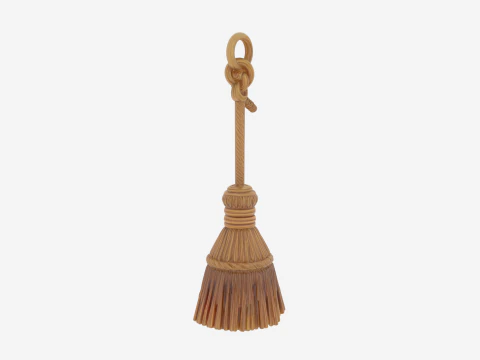 3D Intricate Witchs Broom Charm Metal Detailed Engraved Keychain Collectors Item 3D Model