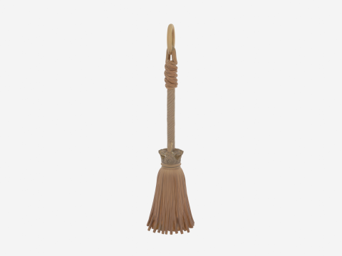Exquisite 3D Witch Broom Charm Metal Keychain Model with Intricate Carved Details and Mini Straw 3D Модель