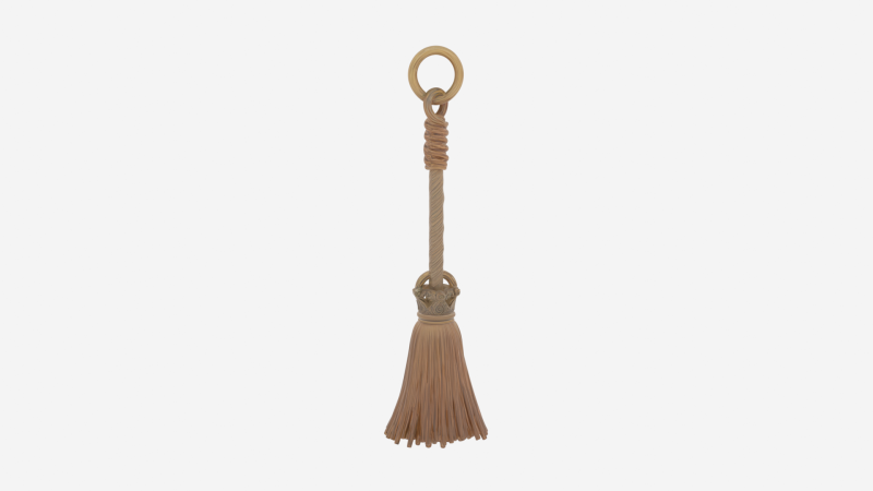 Exquisite 3D Witch Broom Charm Metal Keychain Model with Intricate Carved Details and Mini Straw 3D Модель .c4d .max .obj .3ds .fbx .stl .blend