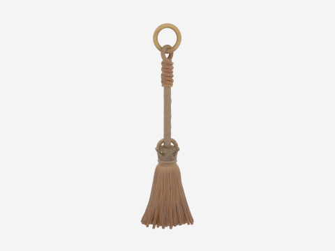 Exquisite 3D Witch Broom Charm Metal Keychain Model with Intricate Carved Details and Mini Straw 3D Модель