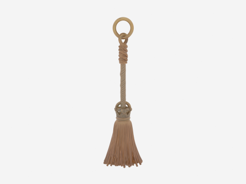 Exquisite 3D Witch Broom Charm Metal Keychain Model with Intricate Carved Details and Mini Straw 3D Модель