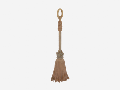 Exquisite 3D Witch Broom Charm Metal Keychain Model with Intricate Carved Details and Mini Straw 3D Модель