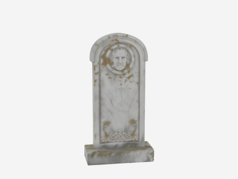 Realistic 3D Foam Tombstone Model with Floral Cracks and Moss Effects 3D Модель