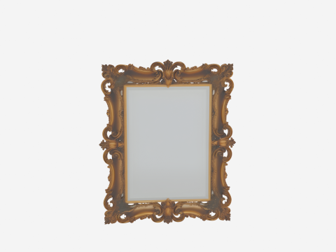 Prachtige 3D sierlijke spiegellijst met antieke gouden wijnranken afgeschuinde randen en bladdetails 3D Model
