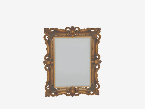 Exquisite 3D Ornate Mirror Frame with Antique Gold Vines Beveled Edges and Leaf Details 3D Model