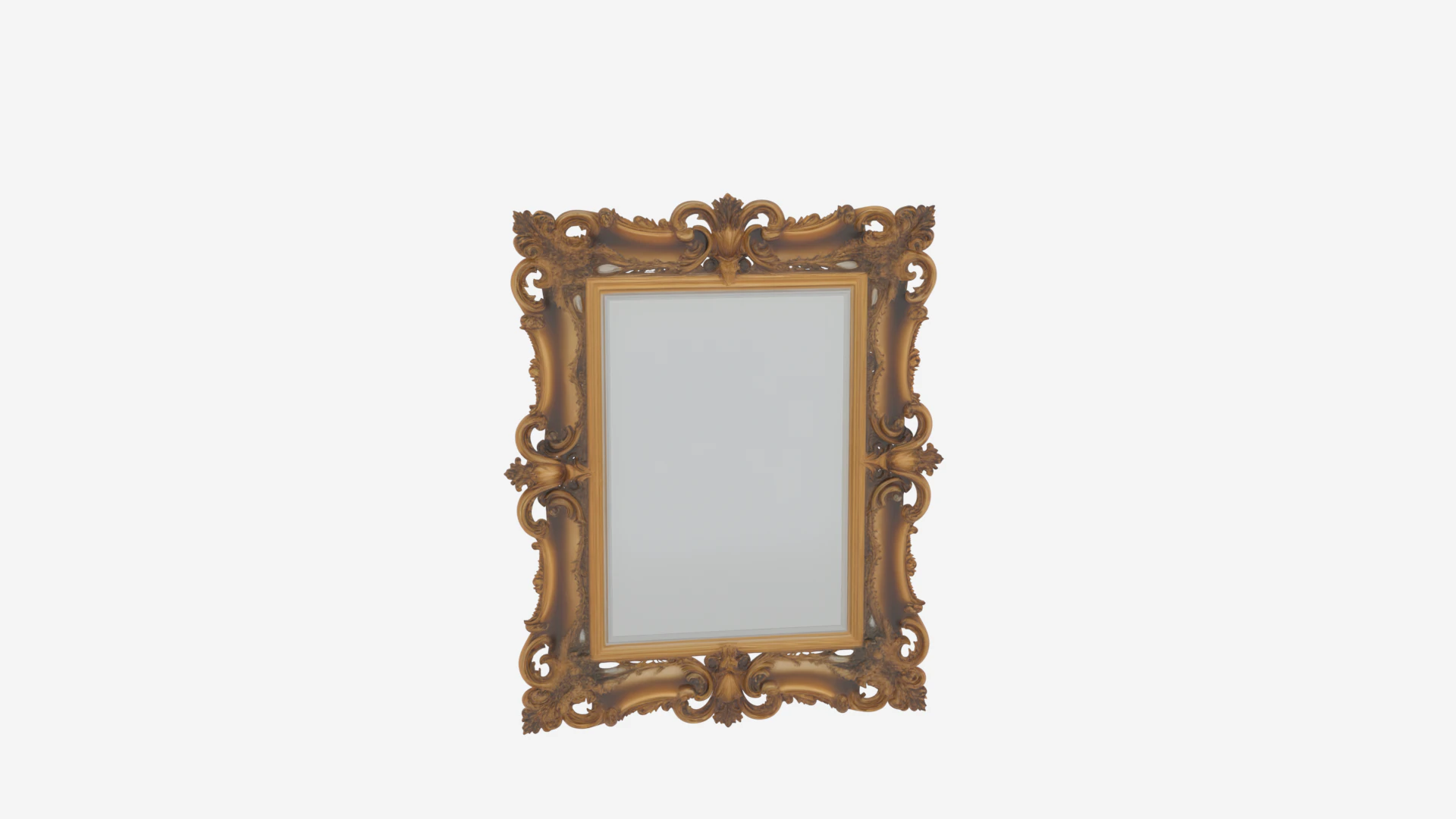 Exquisite 3D Ornate Mirror Frame with Antique Gold Vines Beveled Edges and Leaf Details 3D Model .c4d .max .obj .3ds .fbx .stl .blend 