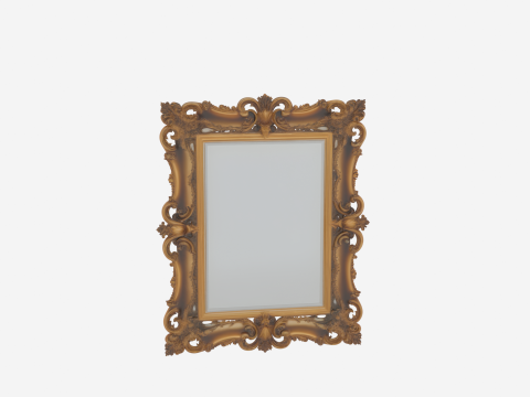 Exquisite 3D Ornate Mirror Frame with Antique Gold Vines Beveled Edges and Leaf Details Modelo 3D