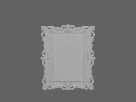 Exquisite 3D Ornate Mirror Frame with Antique Gold Vines Beveled Edges and Leaf Details 3D Model