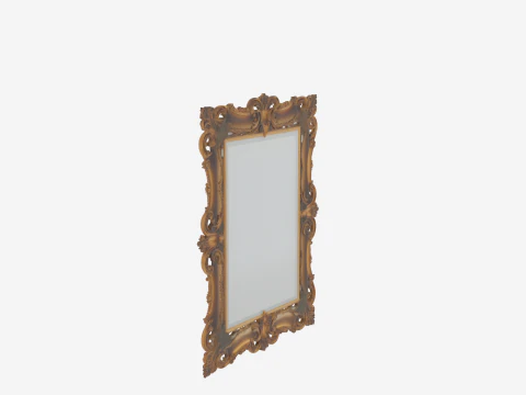Exquisite 3D Ornate Mirror Frame with Antique Gold Vines Beveled Edges and Leaf Details 3D Model