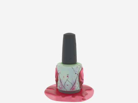 3D пляшка лаку для нігтів Sinister Zombie з етикеткою «Кров» і вир крові 3D Модель