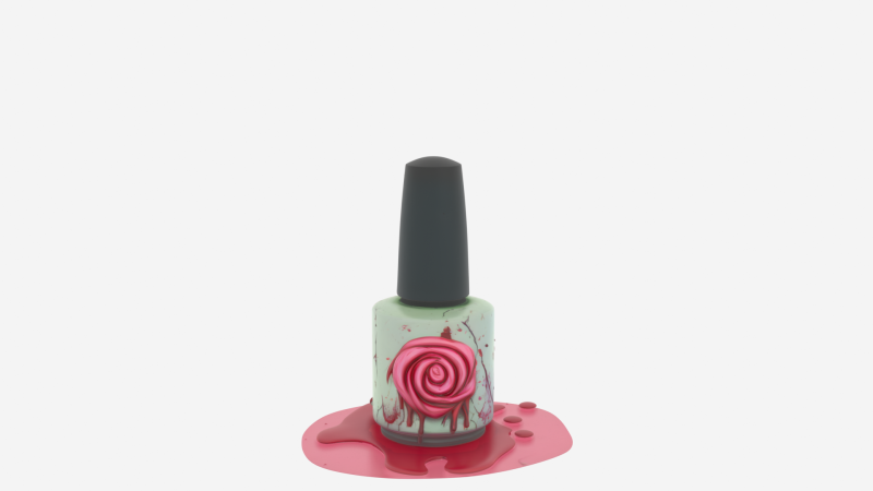 3D пляшка лаку для нігтів Sinister Zombie з етикеткою «Кров» і вир крові 3D Модель .c4d .max .obj .3ds .fbx .stl .blend