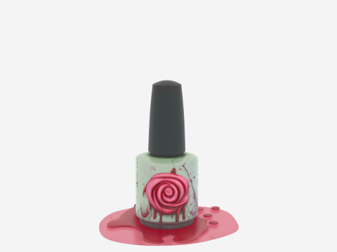 3D Sinister Zombie Nail Polish Bottle with Gore Label and Blood Swirl 3D मॉडल