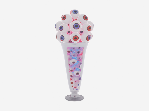 Mystical 3D Glass Vase Filler with Colorful Eyeballs and Floating Glow Orbs 3D Model