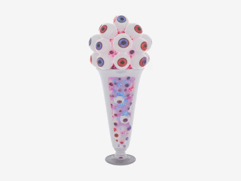 Mistyczny szklany wypełniacz do wazonu 3D z kolorowymi gałkami ocznymi i pływającymi świecącymi kulami Model 3D