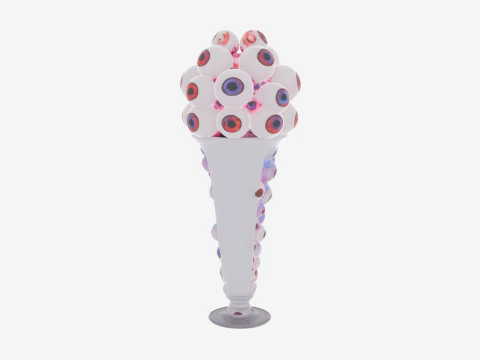 Mystical 3D Glass Vase Filler with Colorful Eyeballs and Floating Glow Orbs 3D Model