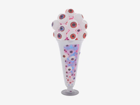 Mystical 3D Glass Vase Filler with Colorful Eyeballs and Floating Glow Orbs 3D Model