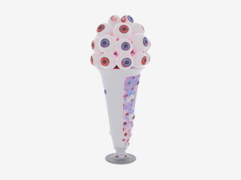 Mystical 3D Glass Vase Filler with Colorful Eyeballs and Floating Glow Orbs 3D Model