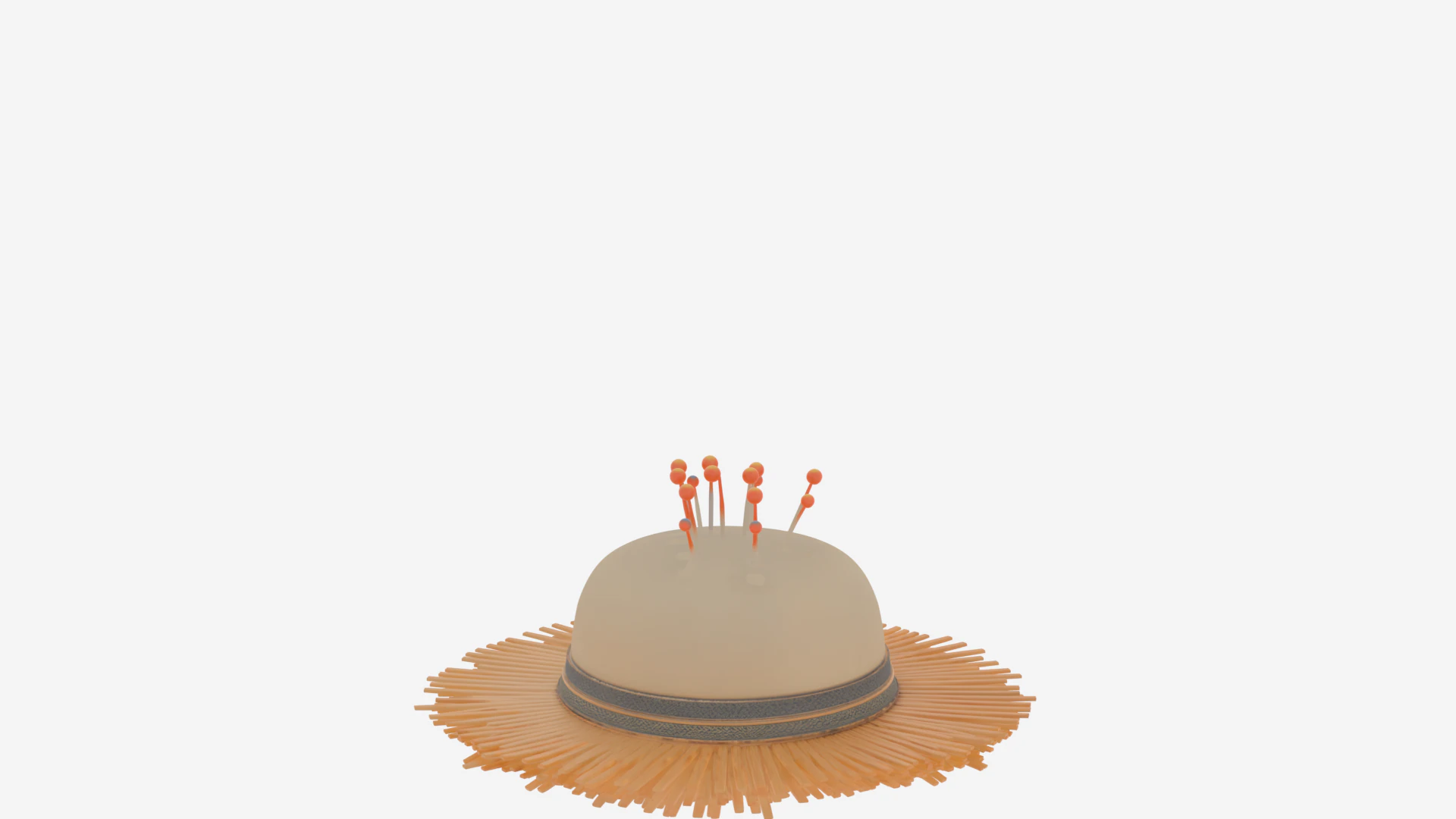 Detailed Realistic 3D Scarecrow Hat Pin Cushion Model for Sewing Tools 3D Model .c4d .max .obj .3ds .fbx .stl .blend 