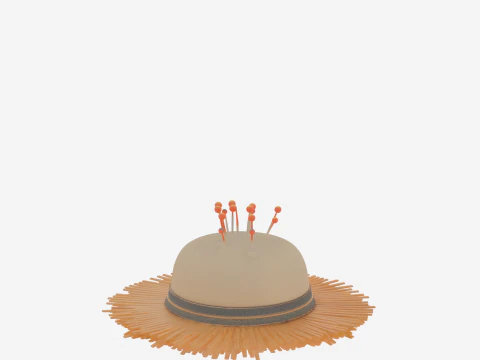 सिलाई उपकरणों के लिए विस्तृत यथार्थवादी 3डी स्केयरक्रो हैट पिन कुशन मॉडल 3D मॉडल