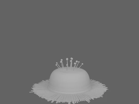 Detailed Realistic 3D Scarecrow Hat Pin Cushion Model for Sewing Tools 3D Model