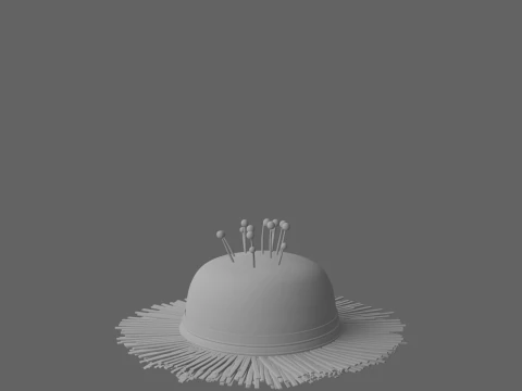 Detailed Realistic 3D Scarecrow Hat Pin Cushion Model for Sewing Tools 3D Model