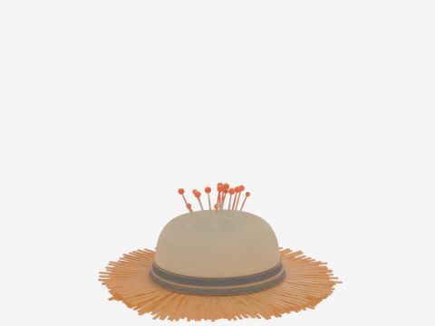 Detailed Realistic 3D Scarecrow Hat Pin Cushion Model for Sewing Tools 3D Model