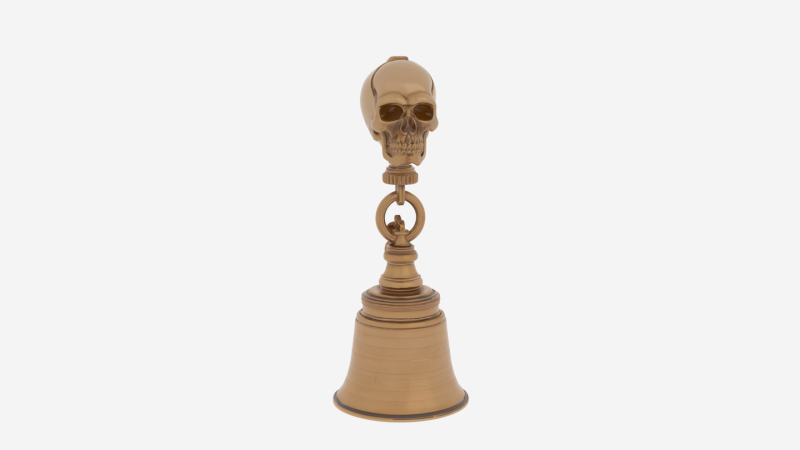 Kafatası saplı ve zincir bağlantılı, cilalı pirinç mum söndürücü 3D Model .c4d .max .obj .3ds .fbx .stl .blend