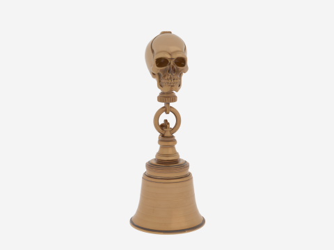 Spegni candela in ottone lucido con manico a teschio e maglia a catena Modello 3D