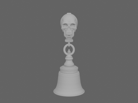 Kafatası saplı ve zincir bağlantılı, cilalı pirinç mum söndürücü 3D Model