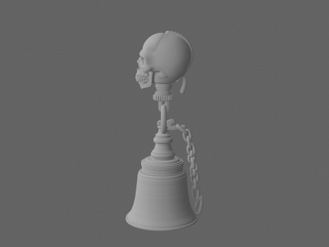 Kafatası saplı ve zincir bağlantılı, cilalı pirinç mum söndürücü 3D Model