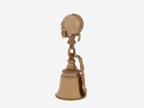 Kafatası saplı ve zincir bağlantılı, cilalı pirinç mum söndürücü 3D Model